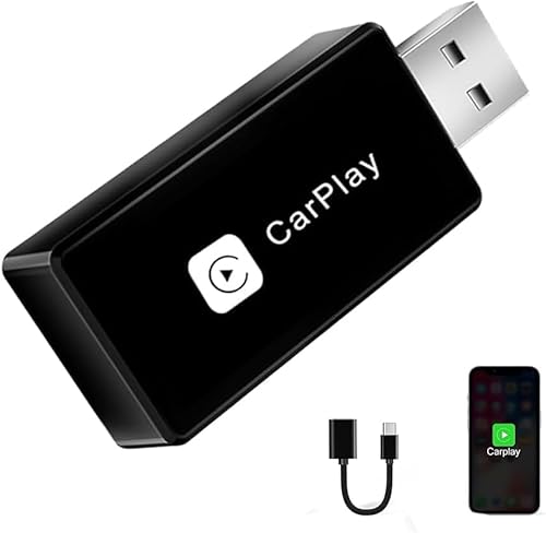 Wireless CarPlay Adapter, Converts Wired to Carplay Wireless Adapter for iPhone, Plug and Play-Seamless Fast Response Stable Bluetooth Connection CarPlay for Apple iPhone iOS 10+ and Cars (0.9*2.34″)