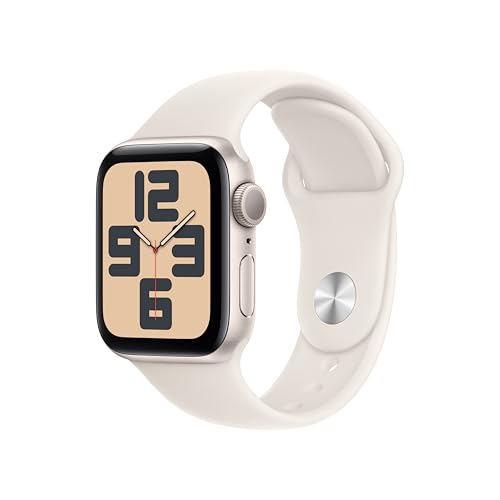 Apple Watch SE (2nd Gen) [GPS 40mm] Smartwatch with Starlight Aluminum Case with Starlight Sport Band M/L